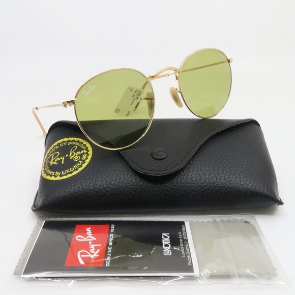 Ray-Ban Accessories - Ray-Ban RB 3447 9064/4C 50 ROUND METAL Gold/Green Photochromic Evolve Sunglasses